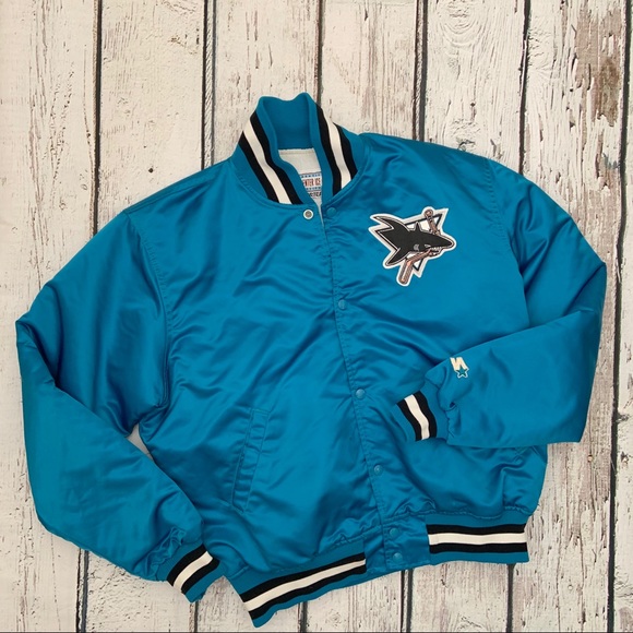 Teal San Jose Sharks NHL Boys Toddlers Full Zip Hooded Bomber Jacket Coat